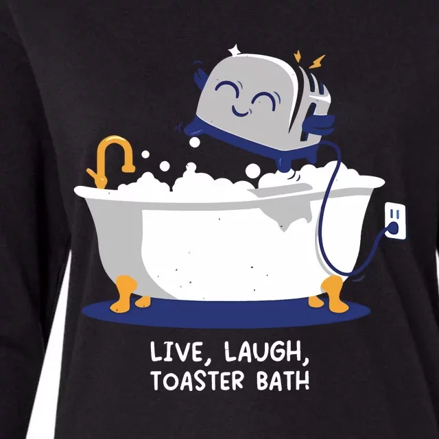 Mandatoryfunday Live Laugh Toaster Bath Womens Cotton Relaxed Long Sleeve T-Shirt