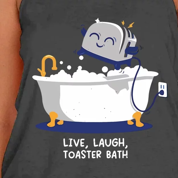 Mandatoryfunday Live Laugh Toaster Bath Women's Knotted Racerback Tank