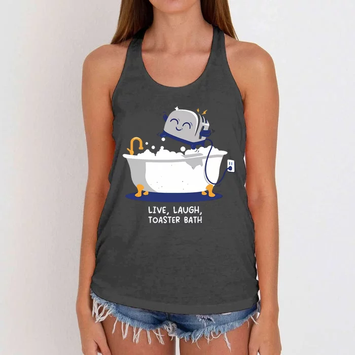 Mandatoryfunday Live Laugh Toaster Bath Women's Knotted Racerback Tank