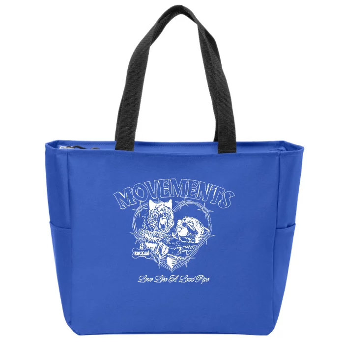 Movements Love Like A Lead Pipe Wolf Zip Tote Bag