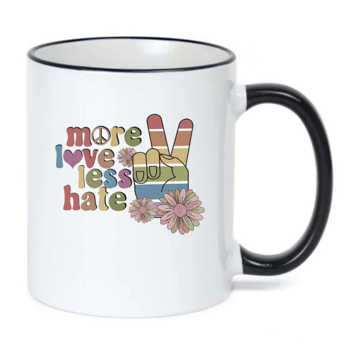 More Love Less Hate Retro Lgbt Pride Boho Flowers Support Gift Black Color Changing Mug