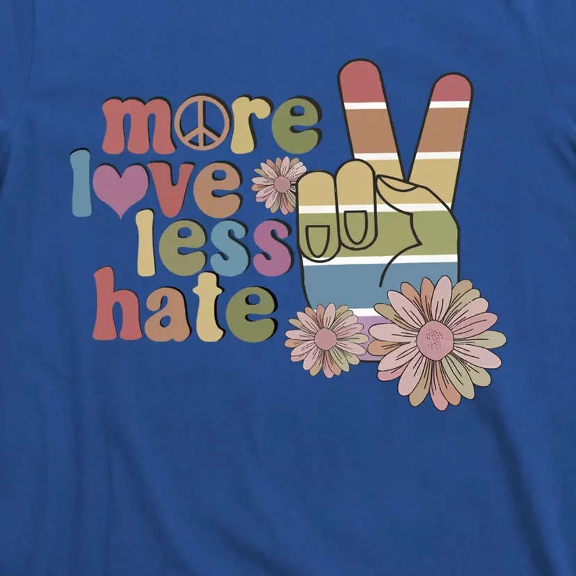 More Love Less Hate Retro Lgbt Pride Boho Flowers Support Gift T-Shirt