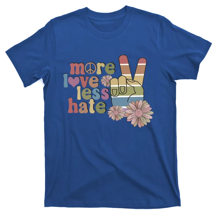 More Love Less Hate Retro Lgbt Pride Boho Flowers Support Gift T-Shirt