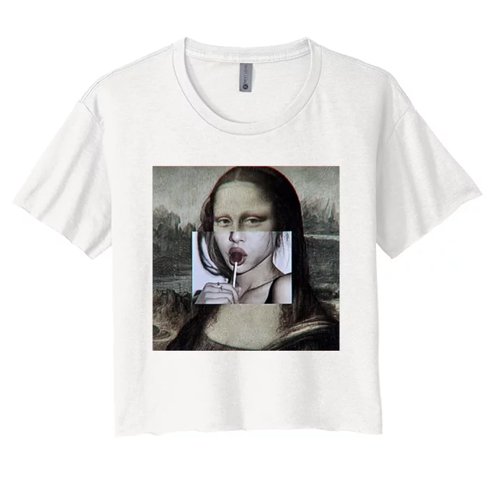 Mona Lisa Lollipop Women's Crop Top Tee