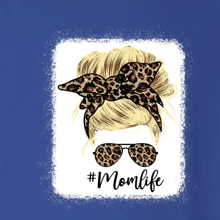 Mom Life Leopard Blank Messy Bun Blonde Hair Funny Gift Toddler Long Sleeve Shirt