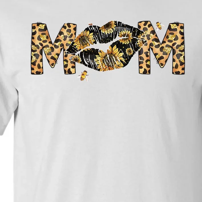 Mom Lips Leopard Sunflower Bee Design for Mother's Day Tall T-Shirt