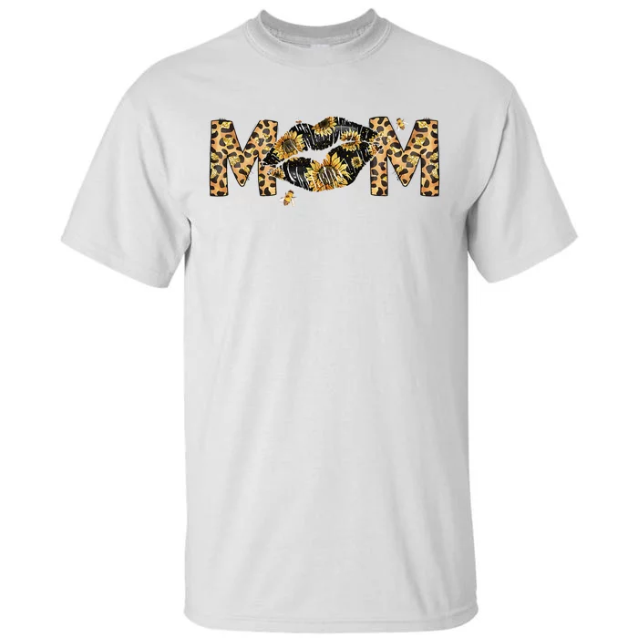 Mom Lips Leopard Sunflower Bee Design for Mother's Day Tall T-Shirt