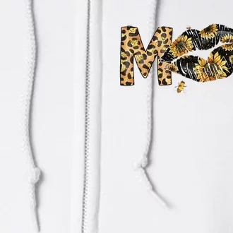 Mom Lips Leopard Sunflower Bee Design for Mother's Day Full Zip Hoodie