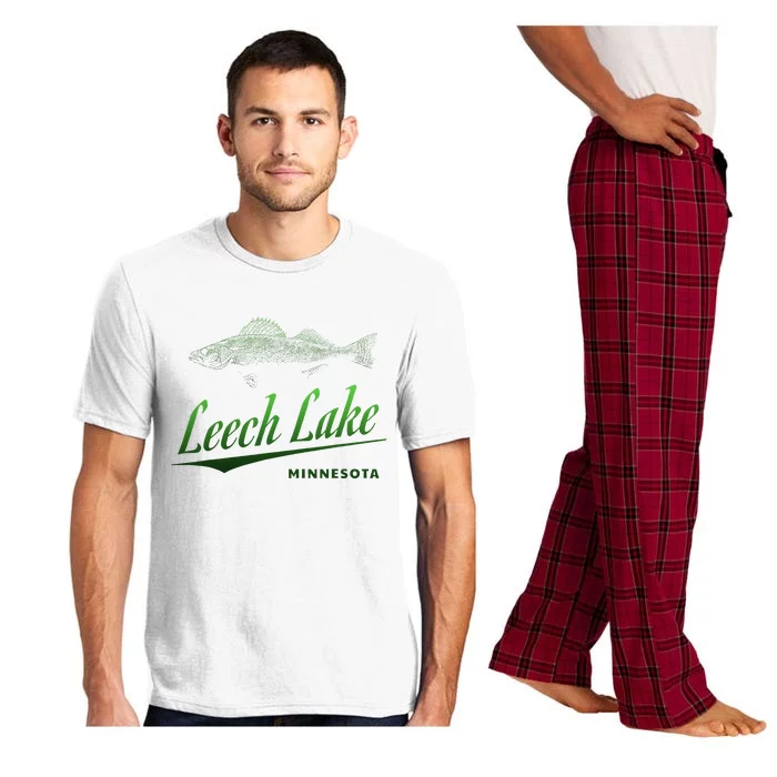 Minnesota Leech Lake With Walleye Fisherman Fishing Pajama Set