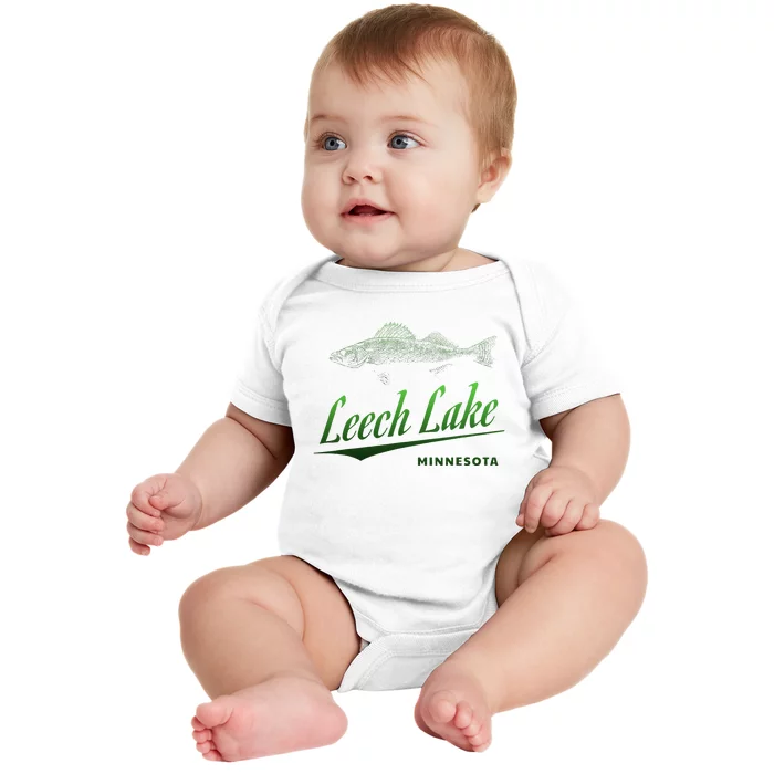 Minnesota Leech Lake With Walleye Fisherman Fishing Baby Bodysuit