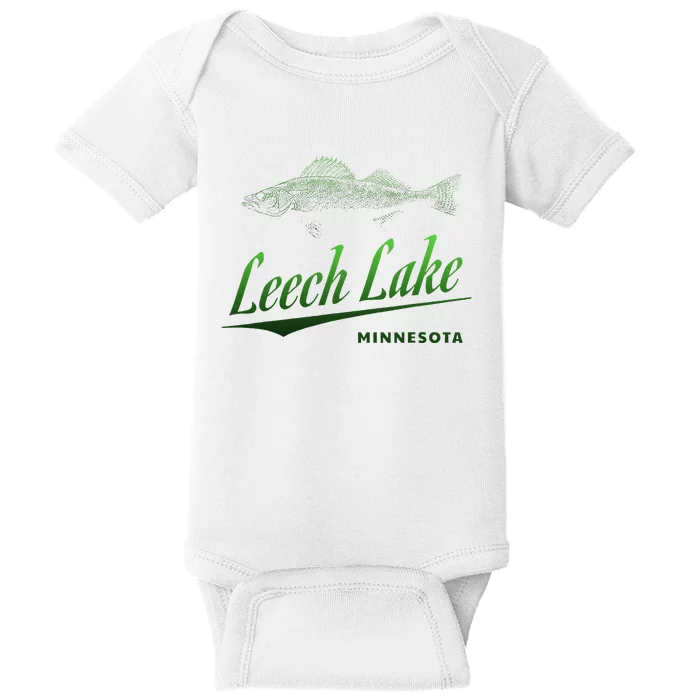 Minnesota Leech Lake With Walleye Fisherman Fishing Baby Bodysuit