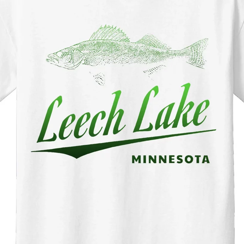 Minnesota Leech Lake With Walleye Fisherman Fishing Kids T-Shirt