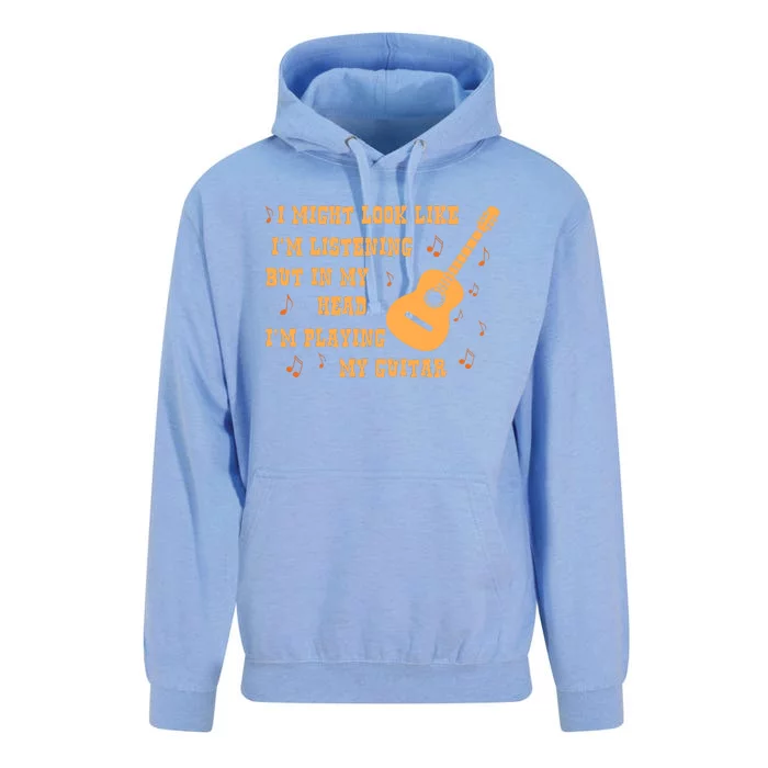 Might Look Like I'm Listening In My Head Playing Guitar Unisex Surf Hoodie