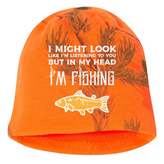 Might Look Like Listening Fishing Funny Angler Kati - Camo Knit Beanie