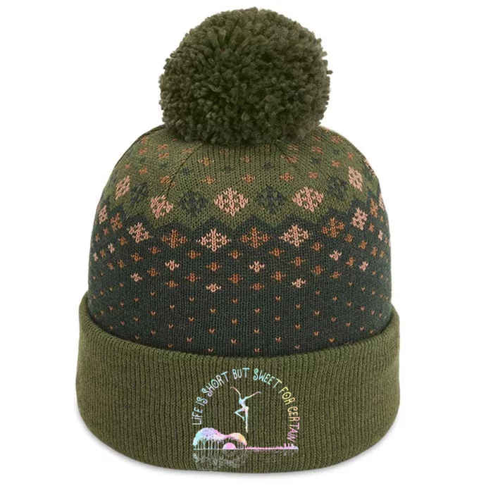 Music Lover Life Is Short But Sweet For Certain Guit Tie Dye The Baniff Cuffed Pom Beanie