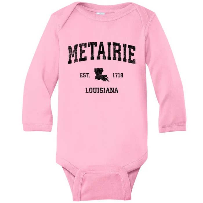 Metairie Louisiana La Vintage Sports Baby Long Sleeve Bodysuit