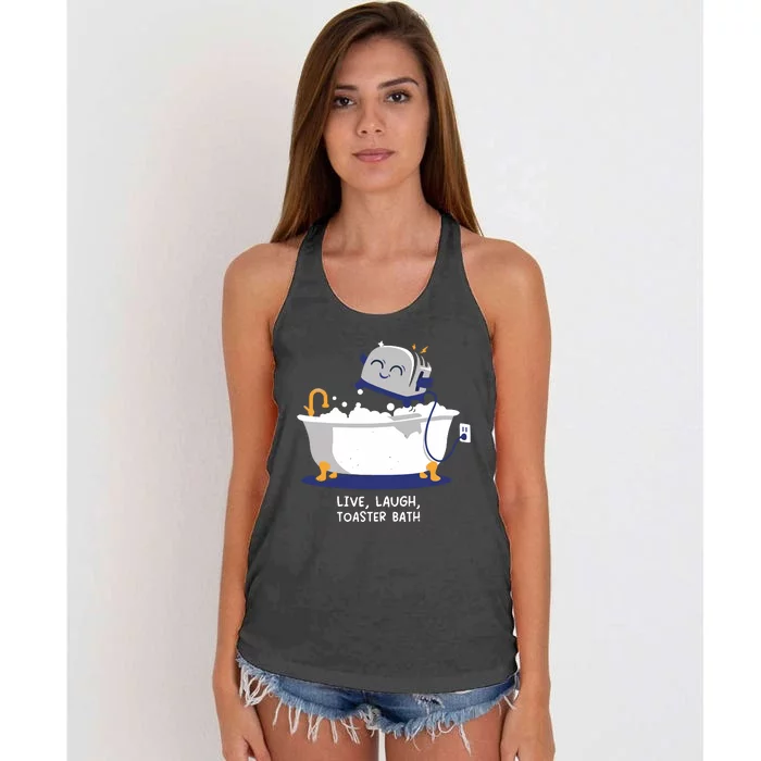 Mandatoryfunday Live Laugh Toaster Bath Women's Knotted Racerback Tank