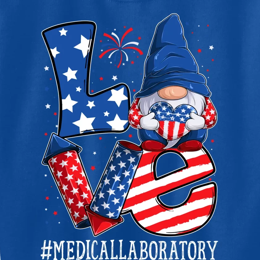 Medical Laboratory Love 4th Of July Gnome Usa Patriotic Gift Kids Sweatshirt