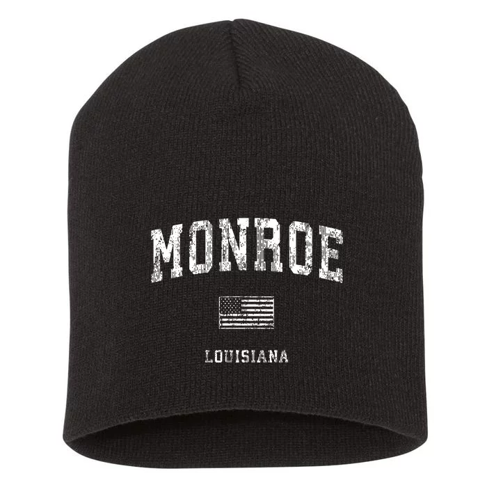 Monroe Louisiana La Vintage American Flag Short Acrylic Beanie