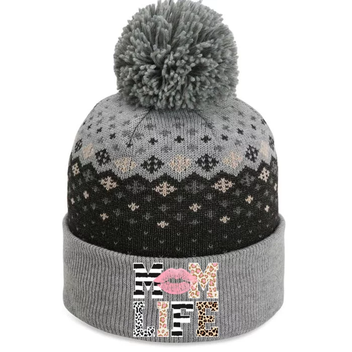 Mom Life Leopard Lips The Baniff Cuffed Pom Beanie