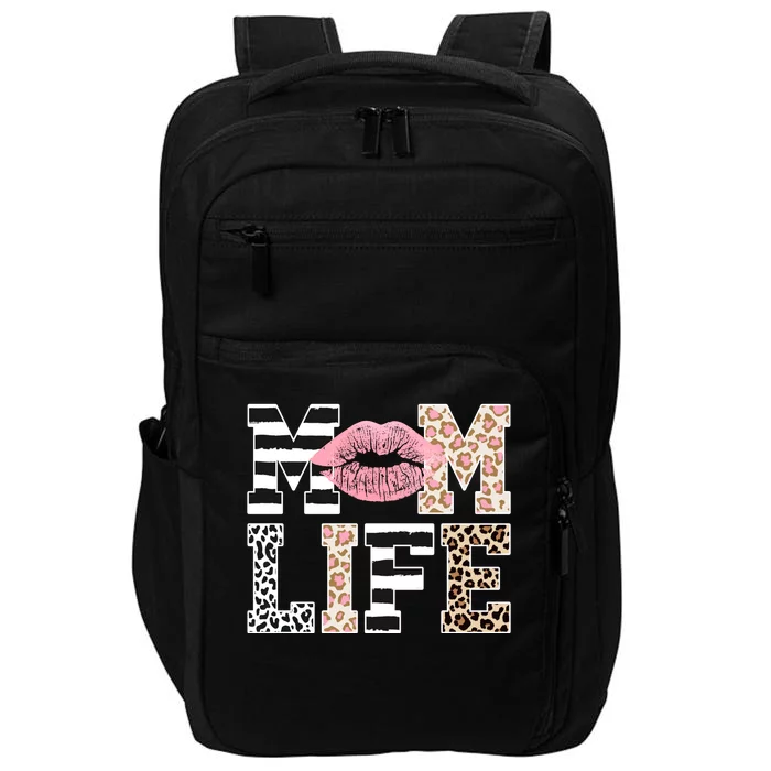 Mom Life Leopard Lips Impact Tech Backpack