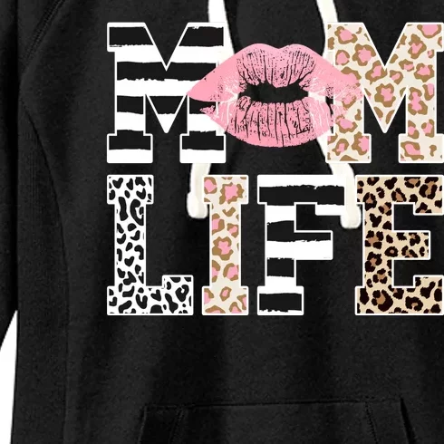 Mom Life Leopard Lips Women's Fleece Hoodie