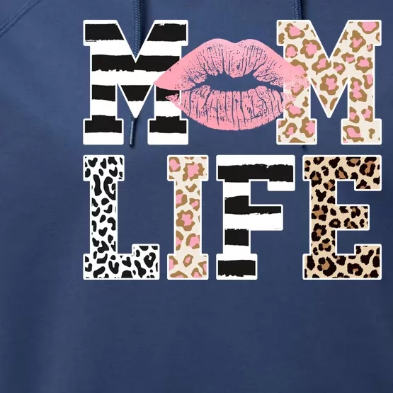 Mom Life Leopard Lips Performance Fleece Hoodie