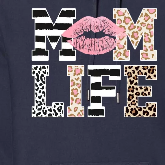 Mom Life Leopard Lips Premium Hoodie