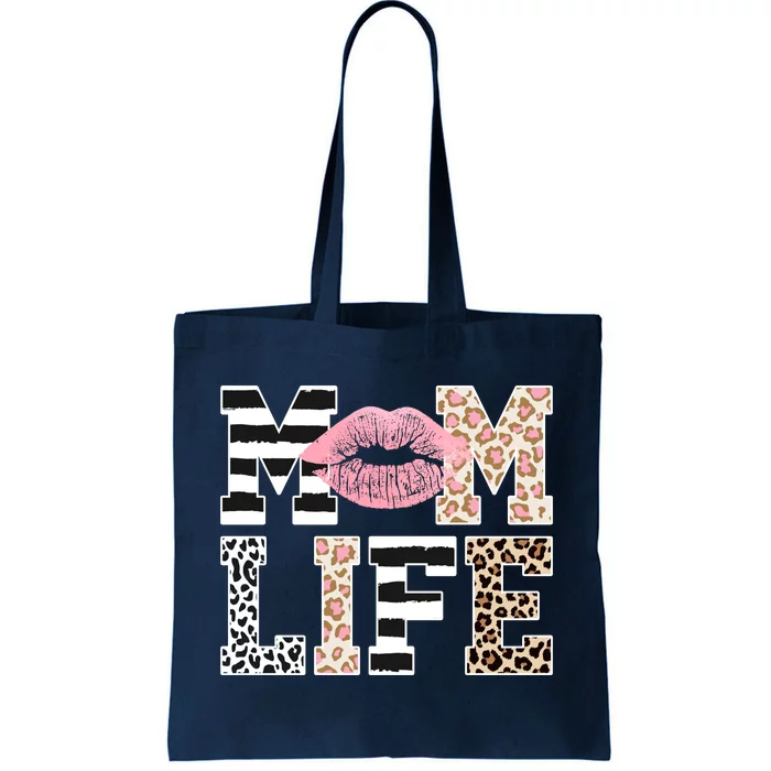 Mom Life Leopard Lips Tote Bag