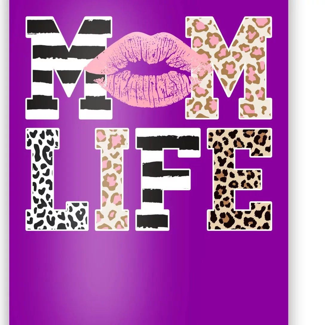 Mom Life Leopard Lips Poster