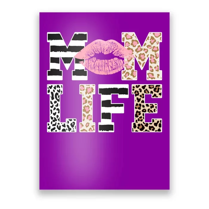 Mom Life Leopard Lips Poster