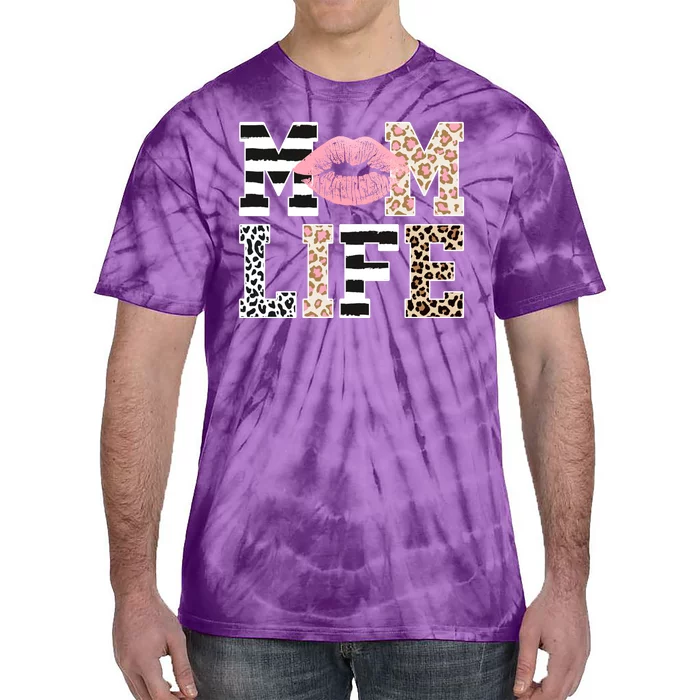 Mom Life Leopard Lips Tie-Dye T-Shirt