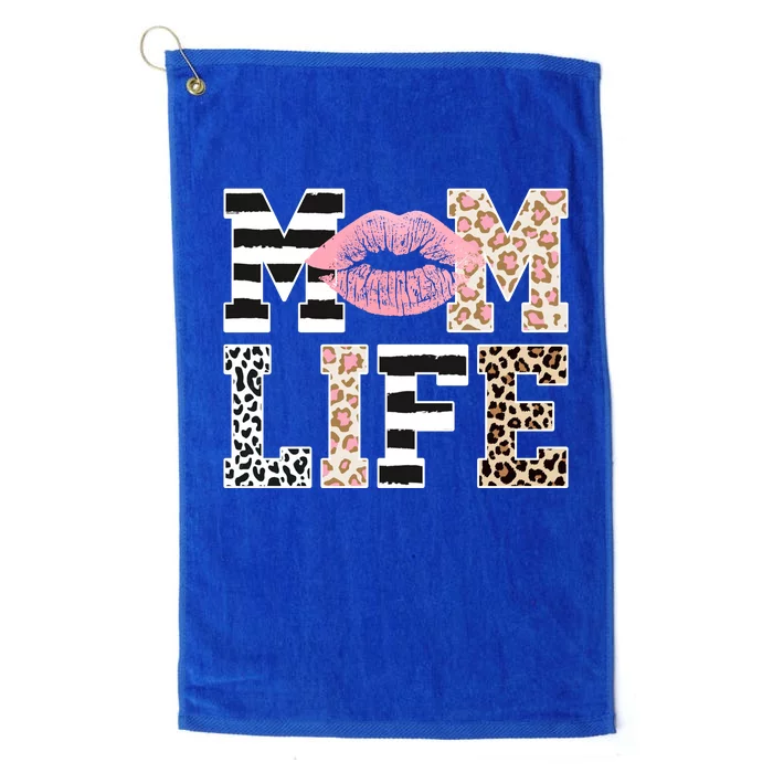 Mom Life Leopard Lips Platinum Collection Golf Towel