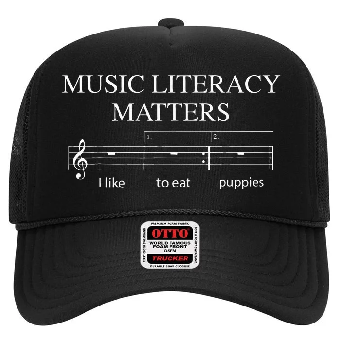 Music Literacy Matters Funny Music Teachers High Crown Mesh Trucker Hat