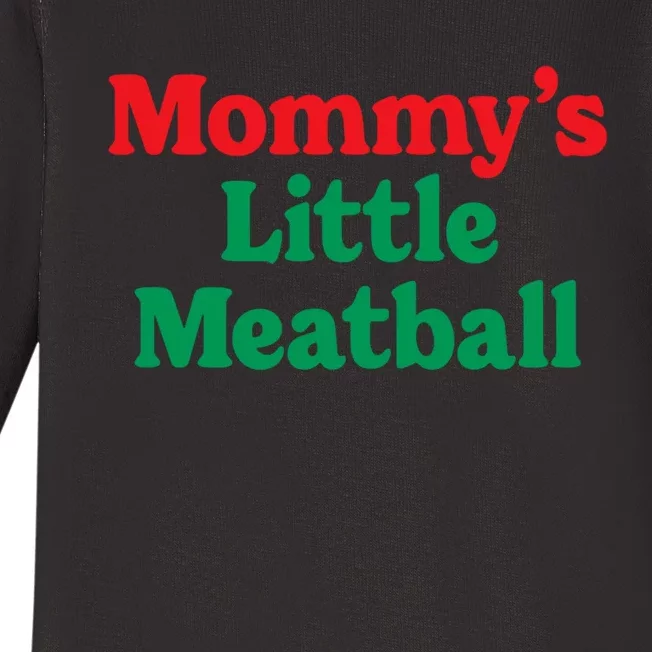 Mommy's Little Meatball Italian Ironic Funny Meme Trendy Unisex Baby Long Sleeve Bodysuit