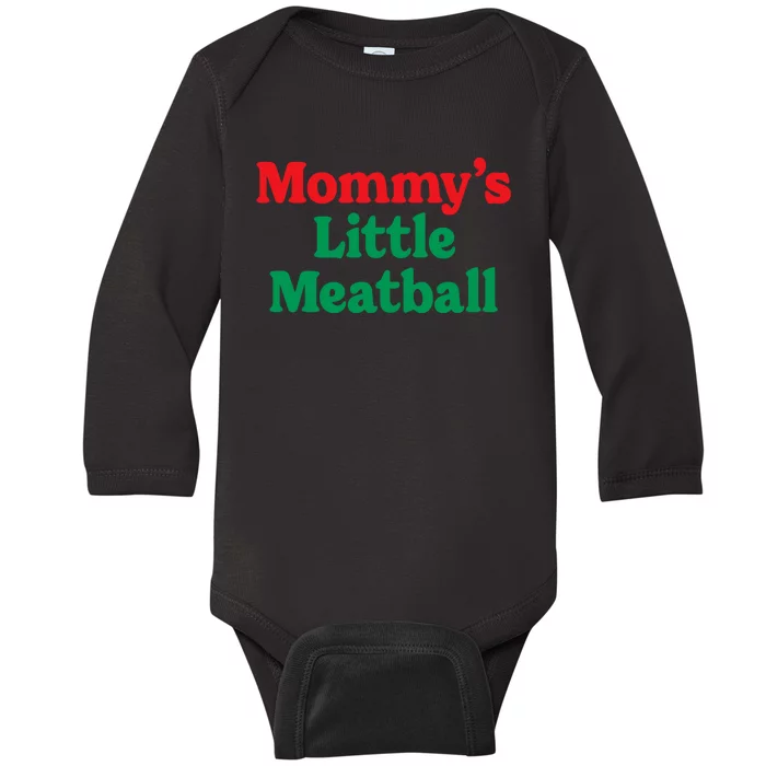 Mommy's Little Meatball Italian Ironic Funny Meme Trendy Unisex Baby Long Sleeve Bodysuit