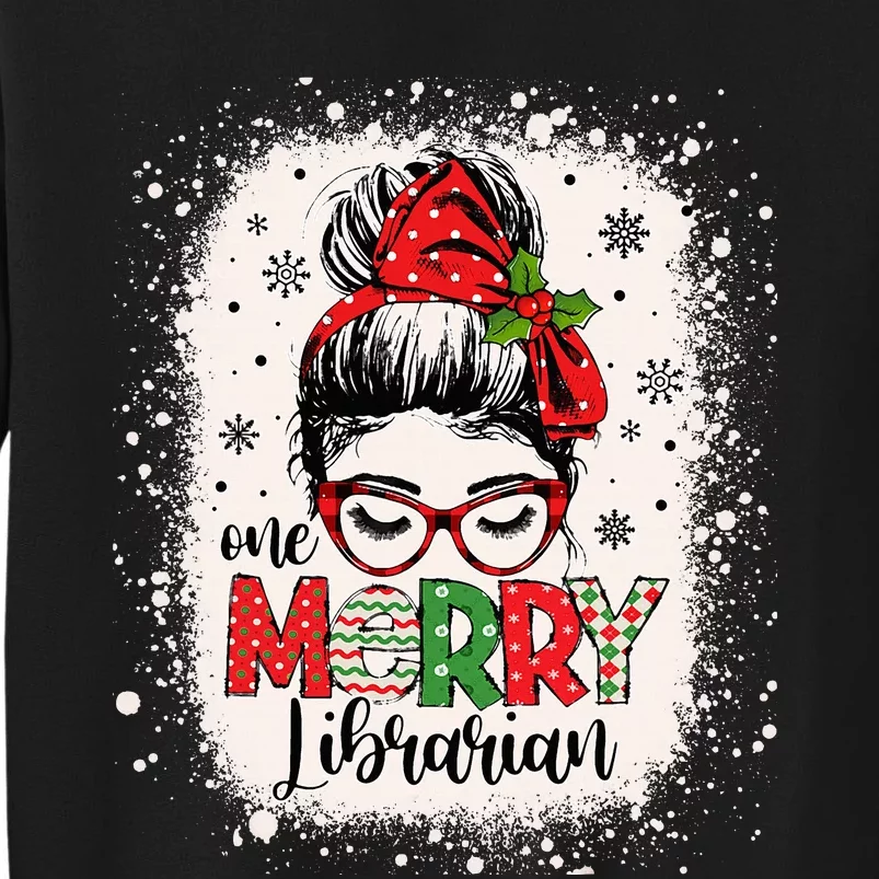 Merry Librarian Messy Bun School Librarian Christmas Library Sweatshirt