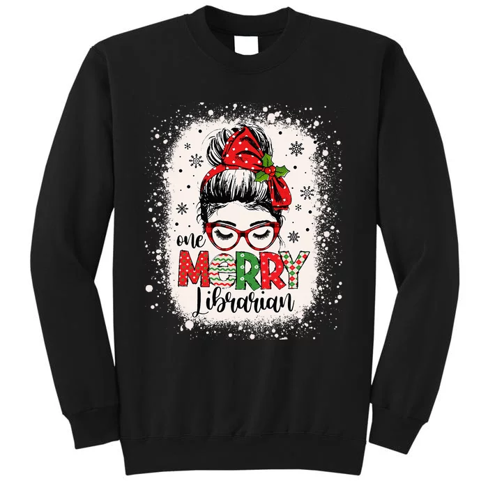 Merry Librarian Messy Bun School Librarian Christmas Library Sweatshirt