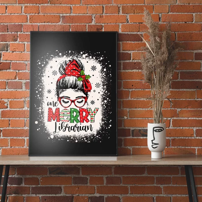 Merry Librarian Messy Bun School Librarian Christmas Library Poster