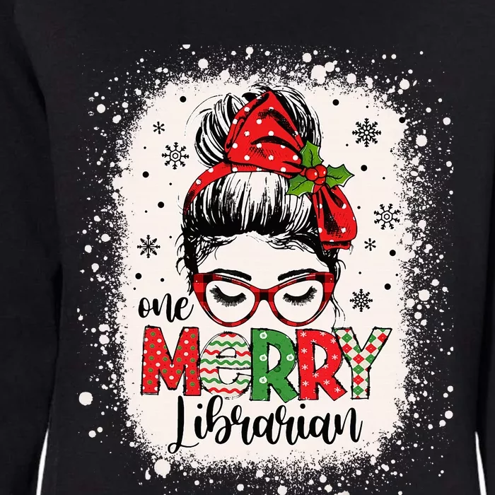 Merry Librarian Messy Bun School Librarian Christmas Library Womens California Wash Sweatshirt