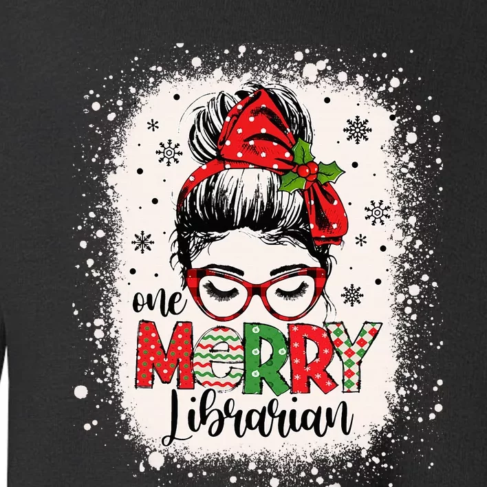 Merry Librarian Messy Bun School Librarian Christmas Library Toddler Sweatshirt