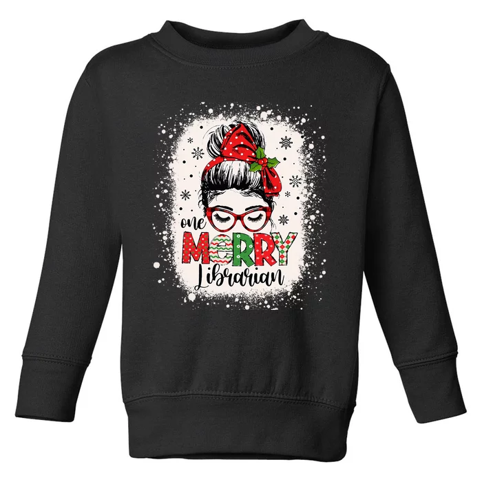 Merry Librarian Messy Bun School Librarian Christmas Library Toddler Sweatshirt