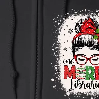 Merry Librarian Messy Bun School Librarian Christmas Library Full Zip Hoodie