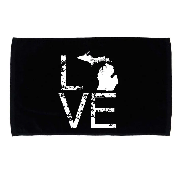 Michigan Love Mi State Home Pride Map Distressed Microfiber Hand Towel