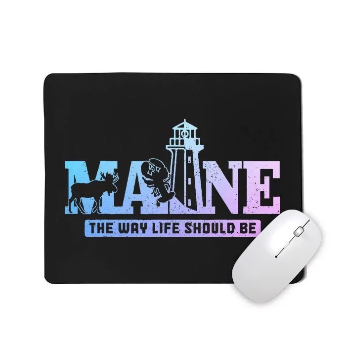 Maine Lighthouse Moose Lobster Pride Vintage Souvenir Mousepad