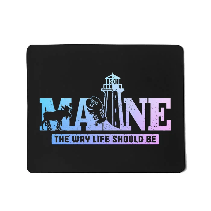 Maine Lighthouse Moose Lobster Pride Vintage Souvenir Mousepad