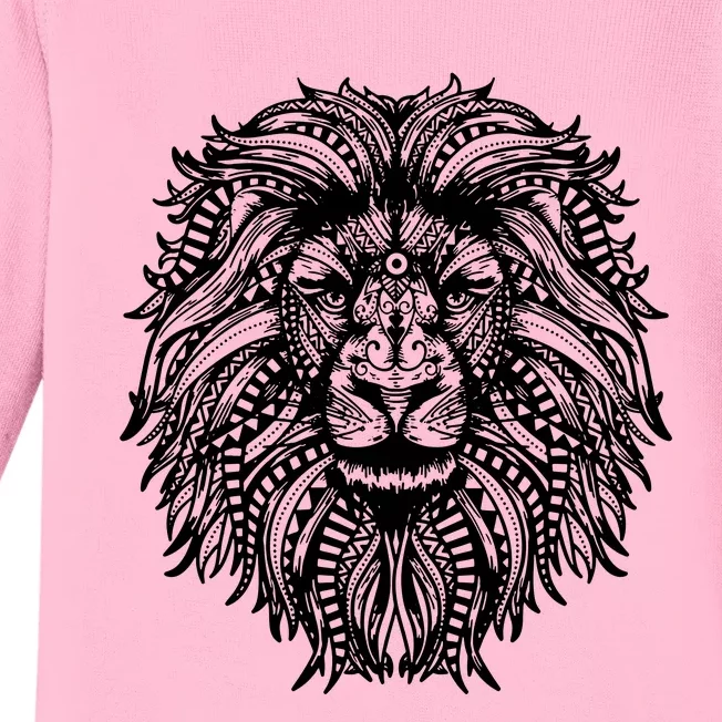 Mandala Lion Baby Long Sleeve Bodysuit