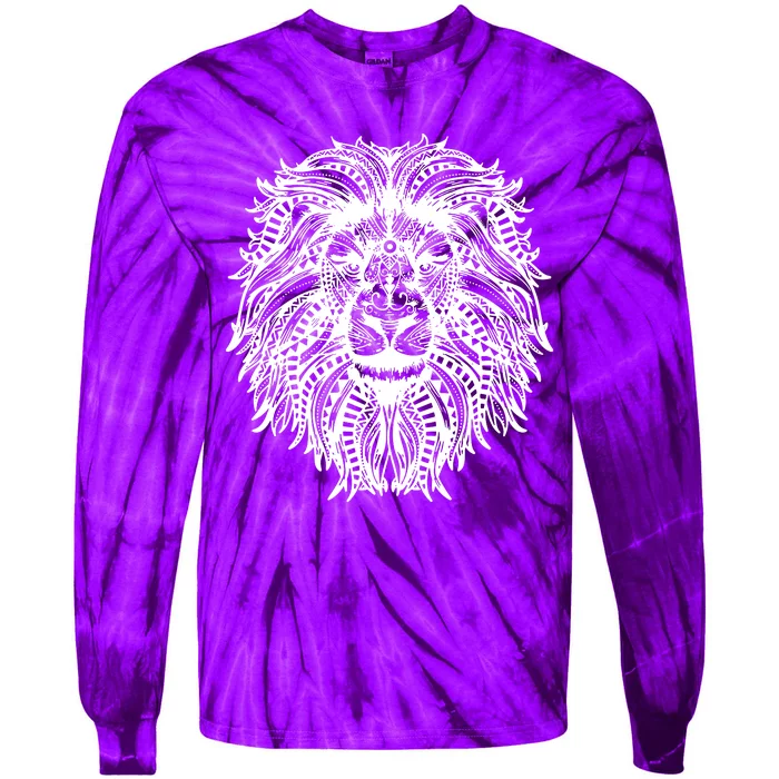 Mandala Lion Tie-Dye Long Sleeve Shirt