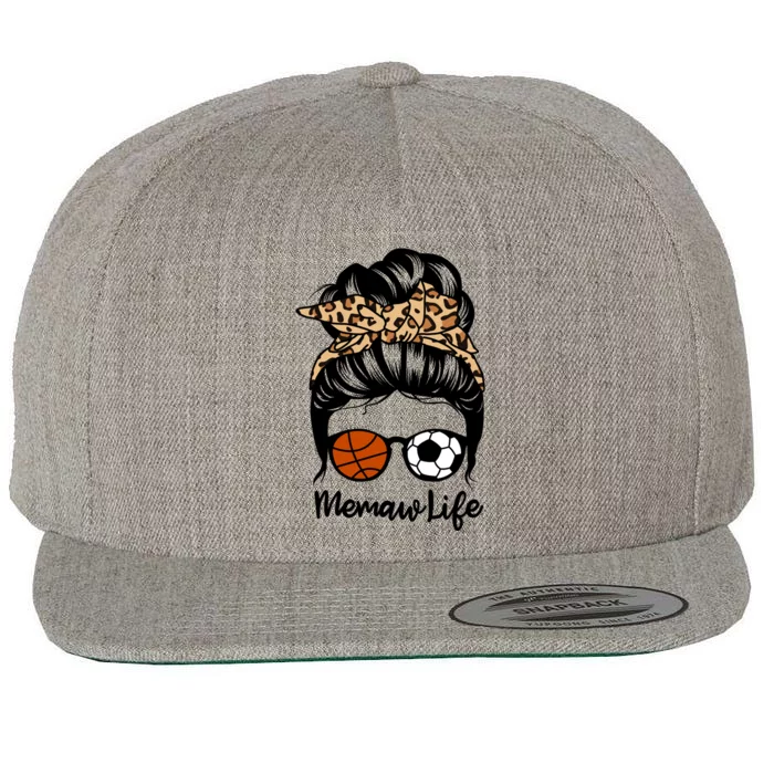 Memaw Life Messy Bun Hair Funny Volleyball Basketball Memaw Gift Wool Snapback Cap