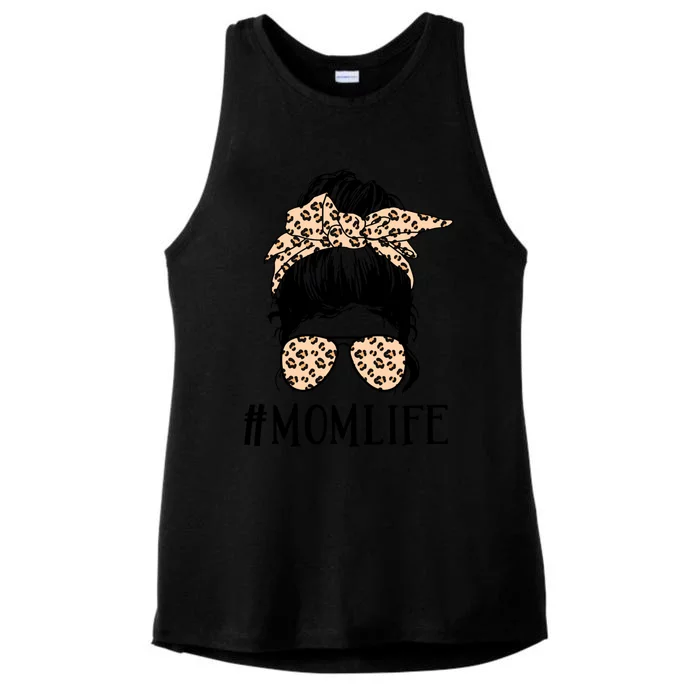 Mom Life Messy Bun Hair Glasses Gift Ladies Tri-Blend Wicking Tank